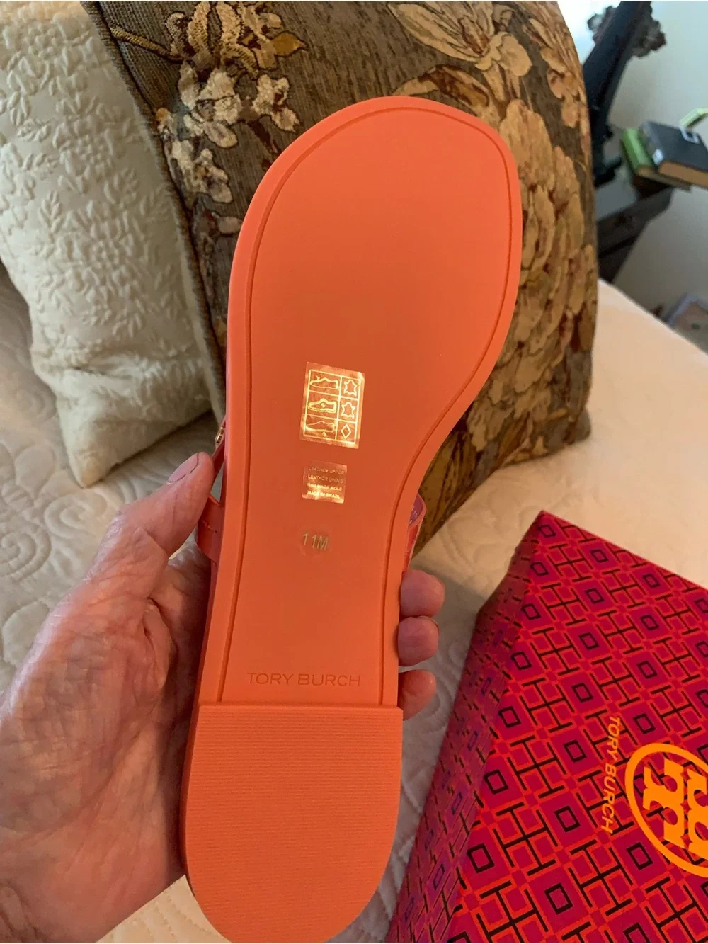 NWOT -BRAND NEW TORY BURCH “MILLER” PATENT LEATHER CORAL CRUSH  SANDALS SIZE 11